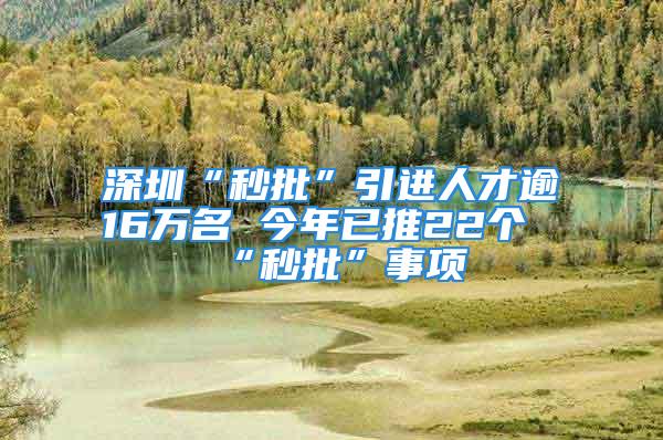 深圳“秒批”引进人才逾16万名 今年已推22个“秒批”事项