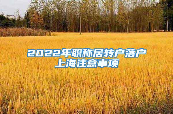 2022年职称居转户落户上海注意事项