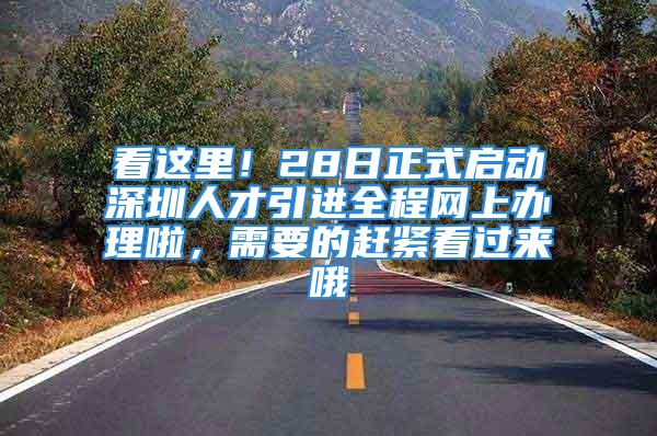 看这里！28日正式启动深圳人才引进全程网上办理啦，需要的赶紧看过来哦