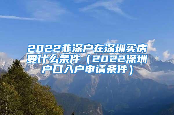 2022非深户在深圳买房要什么条件（2022深圳户口入户申请条件）