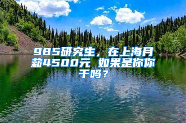 985研究生，在上海月薪4500元 如果是你你干吗？