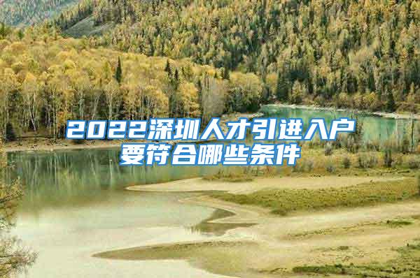 2022深圳人才引进入户要符合哪些条件