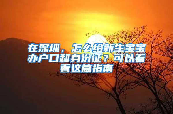 在深圳，怎么给新生宝宝办户口和身份证？可以看看这篇指南