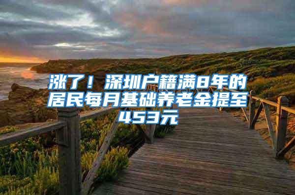 涨了！深圳户籍满8年的居民每月基础养老金提至453元