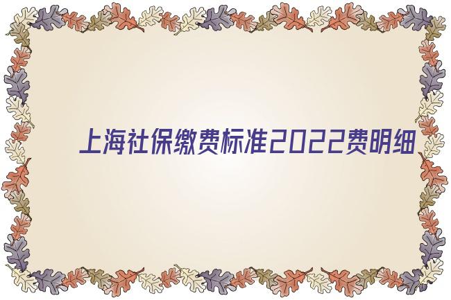 上海社保缴费标准2022费明细