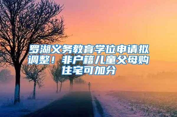 罗湖义务教育学位申请拟调整！非户籍儿童父母购住宅可加分