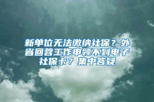 新单位无法缴纳社保？外省回蓉工作申领不到电子社保卡？集中答疑