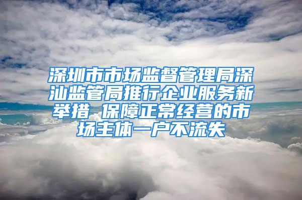 深圳市市场监督管理局深汕监管局推行企业服务新举措 保障正常经营的市场主体一户不流失