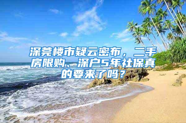 深莞楼市疑云密布，二手房限购、深户5年社保真的要来了吗？