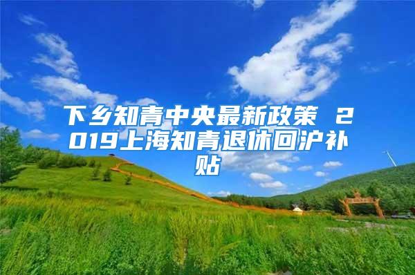 下乡知青中央最新政策 2019上海知青退休回沪补贴