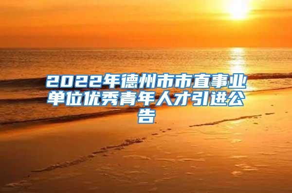 2022年德州市市直事业单位优秀青年人才引进公告