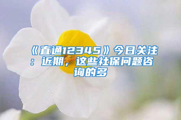 《直通12345》今日关注：近期，这些社保问题咨询的多