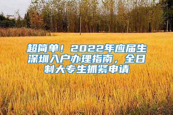 超简单！2022年应届生深圳入户办理指南，全日制大专生抓紧申请