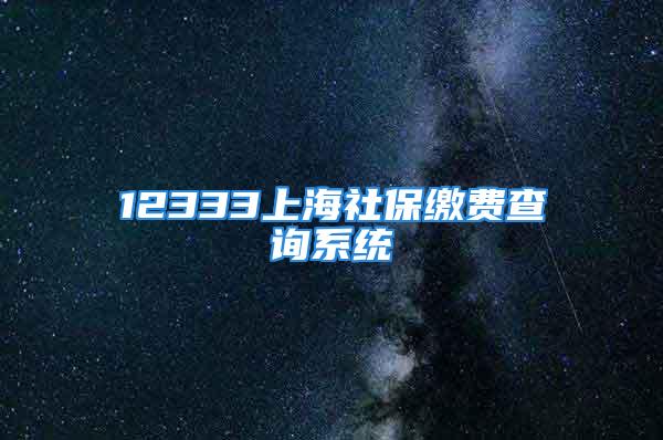 12333上海社保缴费查询系统