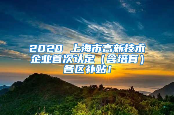 2020 上海市高新技术企业首次认定（含培育）各区补贴！