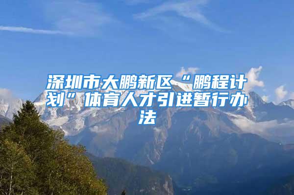 深圳市大鹏新区“鹏程计划”体育人才引进暂行办法