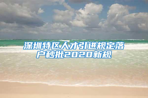 深圳特区人才引进规定落户秒批2020新规