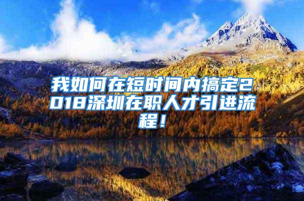 我如何在短时间内搞定2018深圳在职人才引进流程！