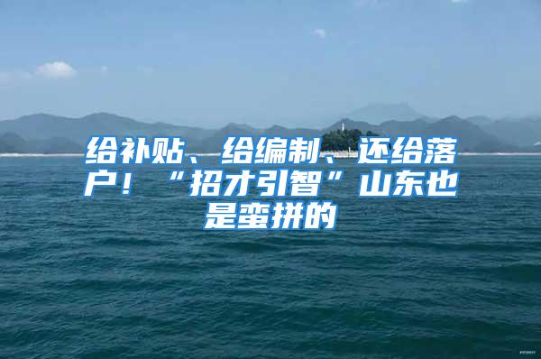 给补贴、给编制、还给落户！“招才引智”山东也是蛮拼的