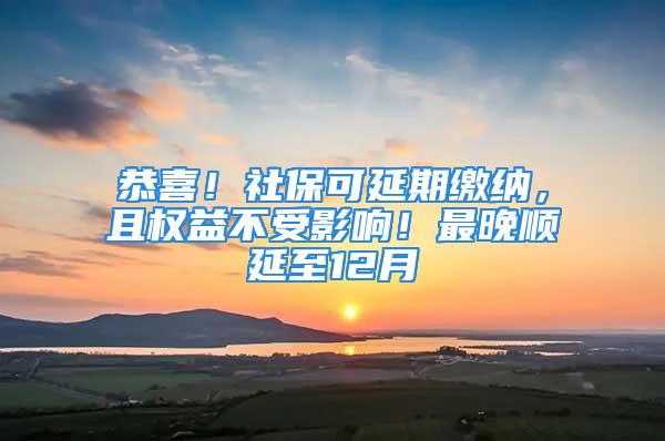 恭喜！社保可延期缴纳，且权益不受影响！最晚顺延至12月