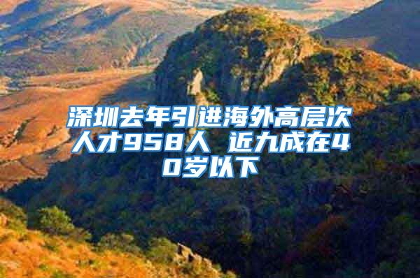 深圳去年引进海外高层次人才958人 近九成在40岁以下