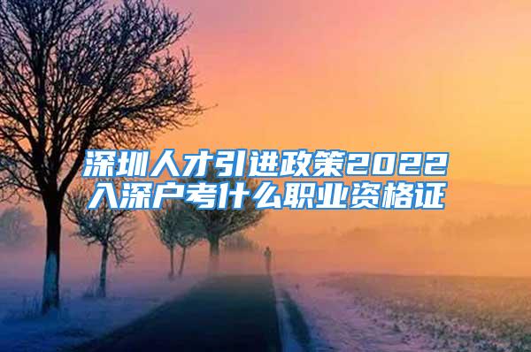 深圳人才引进政策2022入深户考什么职业资格证