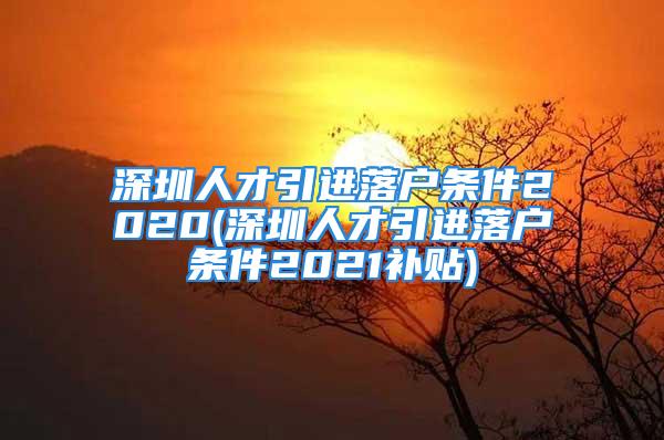 深圳人才引进落户条件2020(深圳人才引进落户条件2021补贴)