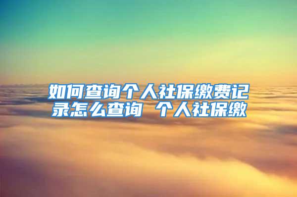 如何查询个人社保缴费记录怎么查询 个人社保缴