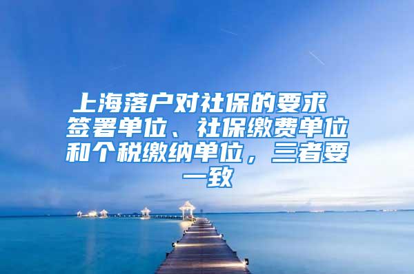 上海落户对社保的要求 签署单位、社保缴费单位和个税缴纳单位，三者要一致