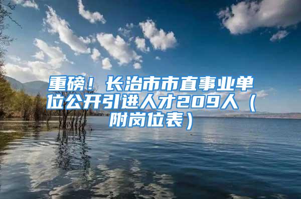 重磅！长治市市直事业单位公开引进人才209人（附岗位表）