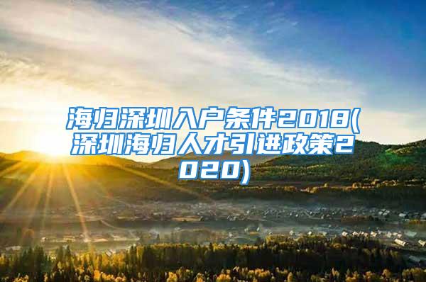 海归深圳入户条件2018(深圳海归人才引进政策2020)