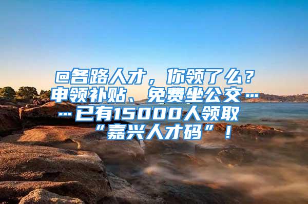 @各路人才，你领了么？申领补贴、免费坐公交……已有15000人领取“嘉兴人才码”！