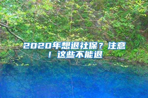 2020年想退社保？注意！这些不能退