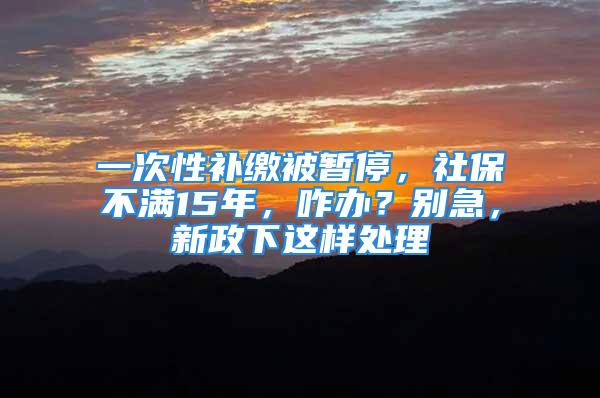 一次性补缴被暂停，社保不满15年，咋办？别急，新政下这样处理