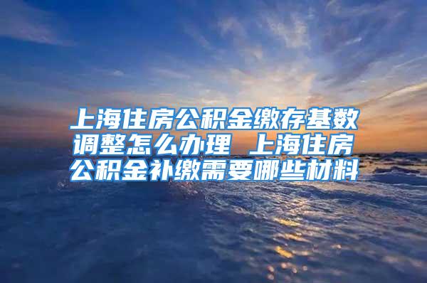 上海住房公积金缴存基数调整怎么办理 上海住房公积金补缴需要哪些材料