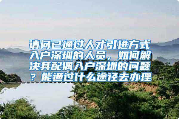 请问已通过人才引进方式入户深圳的人员，如何解决其配偶入户深圳的问题？能通过什么途径去办理