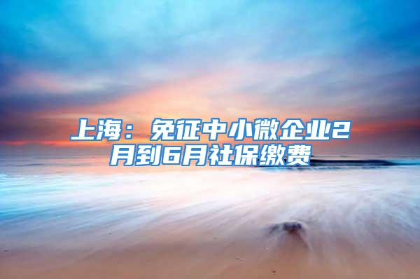 上海：免征中小微企业2月到6月社保缴费