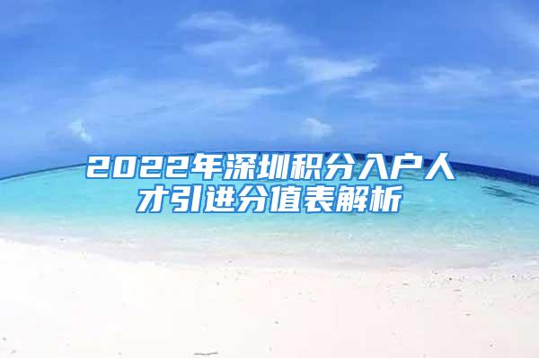 2022年深圳积分入户人才引进分值表解析