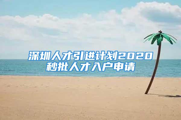 深圳人才引进计划2020秒批人才入户申请