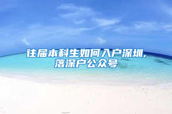 往届本科生如何入户深圳,落深户公众号