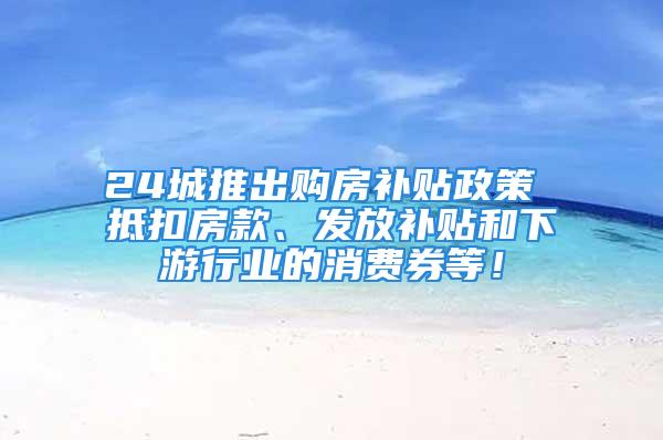 24城推出购房补贴政策 抵扣房款、发放补贴和下游行业的消费券等！