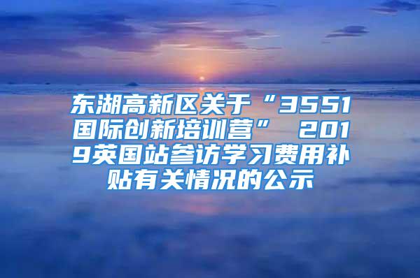 东湖高新区关于“3551国际创新培训营” 2019英国站参访学习费用补贴有关情况的公示