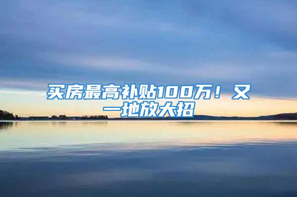 买房最高补贴100万！又一地放大招