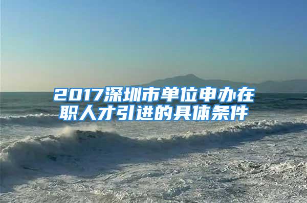 2017深圳市单位申办在职人才引进的具体条件