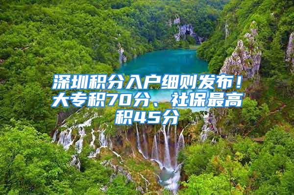 深圳积分入户细则发布！大专积70分、社保最高积45分