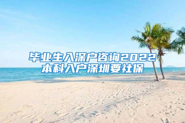 毕业生入深户咨询2022本科入户深圳要社保