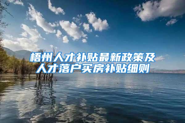 梧州人才补贴最新政策及人才落户买房补贴细则