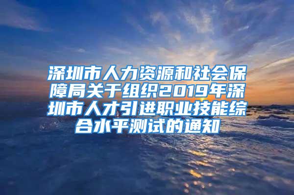 深圳市人力资源和社会保障局关于组织2019年深圳市人才引进职业技能综合水平测试的通知