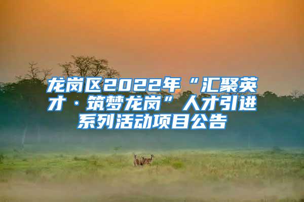 龙岗区2022年“汇聚英才·筑梦龙岗”人才引进系列活动项目公告