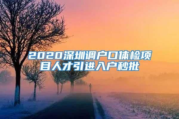 2020深圳调户口体检项目人才引进入户秒批